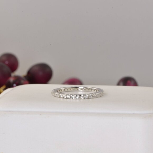 Authentic Genuine Moissanite Diamonds Full Eternity Ring Band - Picture 9 of 9